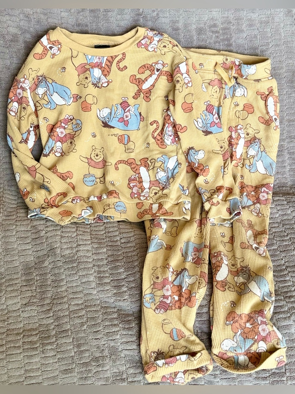 Winnie the Pooh Yellow Kids waffle knit Set